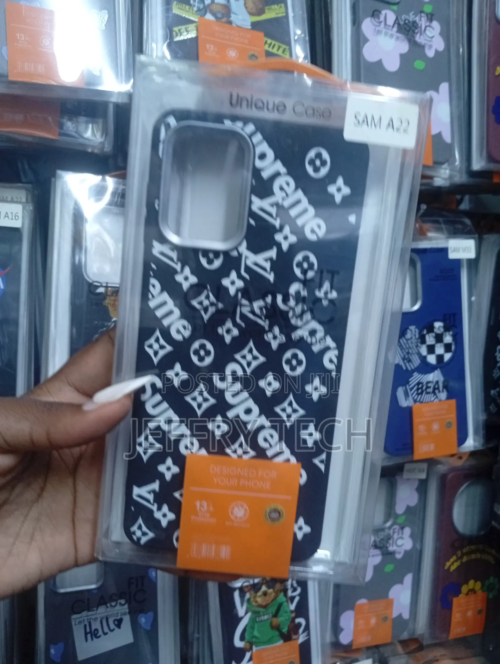 Samsung Galaxy A22,Black Design Louis Vuitton Branding Case