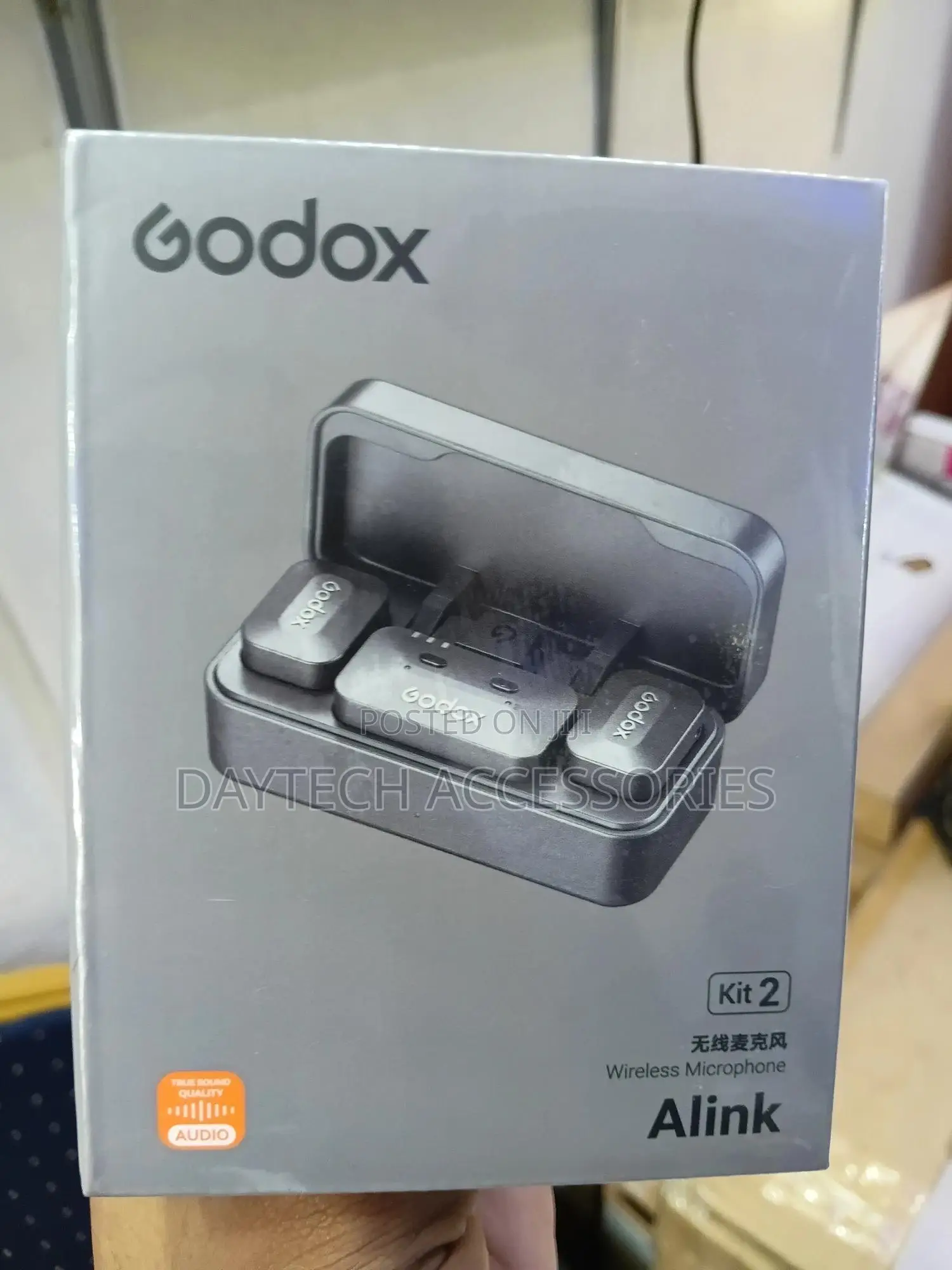Godox Alink Kit2 Wireless Lavalier Microphone With Charging Case.
