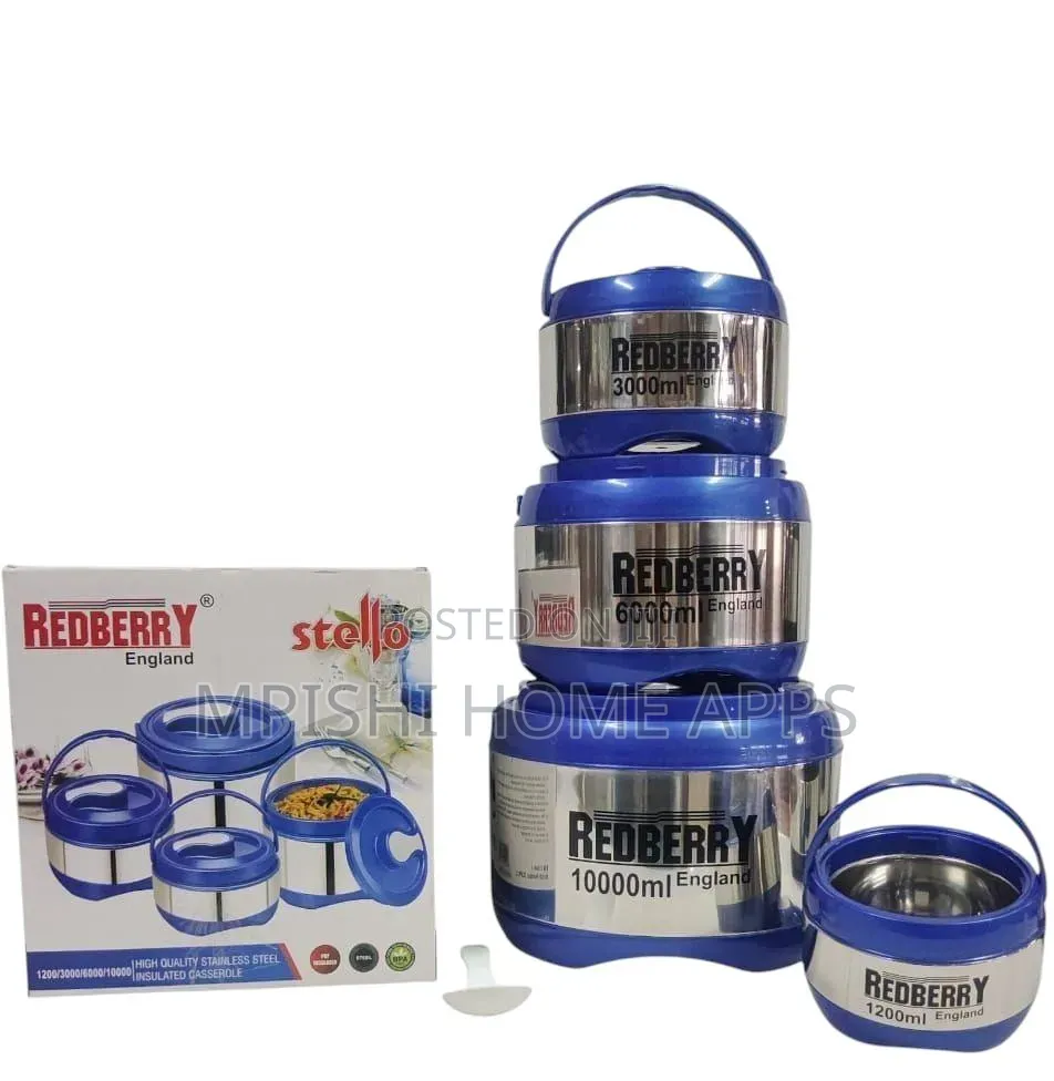 Redberry Stello 4-Piece Stainless Steel Insulated Hot Pot Set