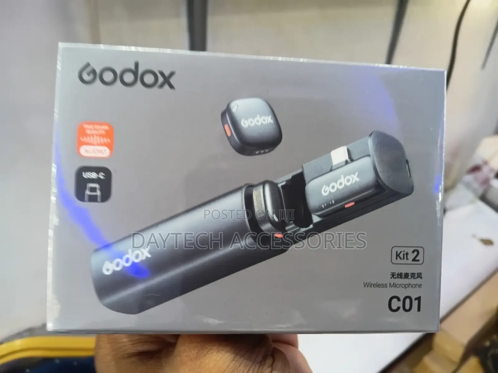 This Is a Godox C01 Kit2 Wireless Lavalier Microphone System.