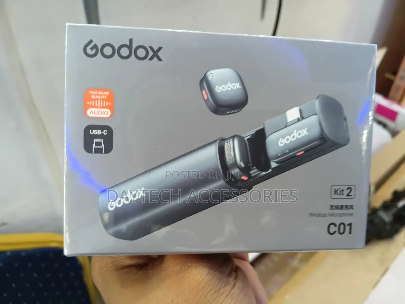 This Is a Godox C01 Kit2 Wireless Lavalier Microphone System.