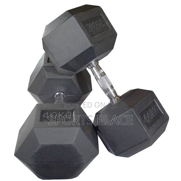 40kg Pair(2) - Hexagon Rubber Dumbells