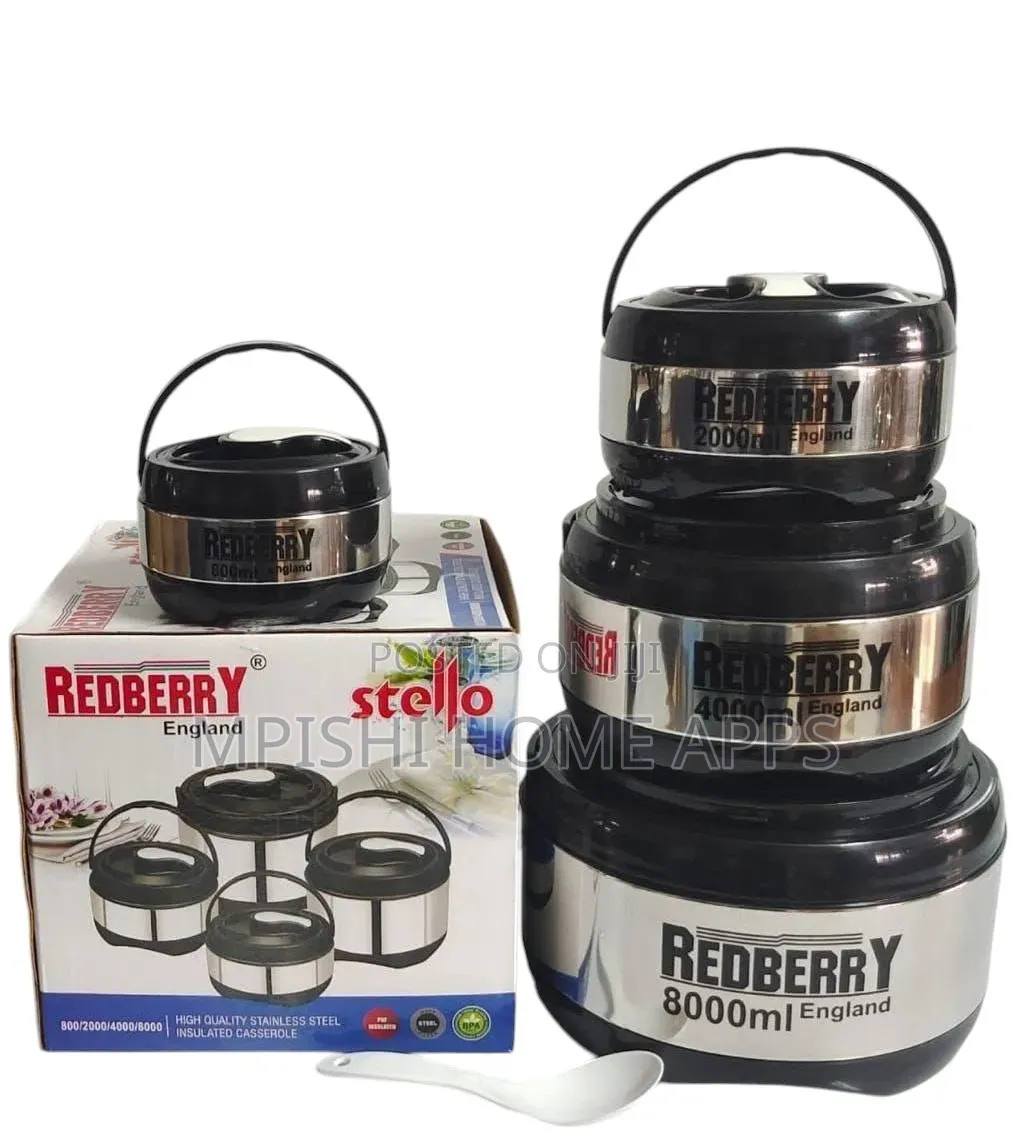 Redberry Stello 4-Piece Stainless Steel Insulated Hot Pot Set
