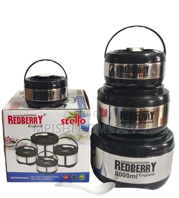 Redberry Stello 4-Piece Stainless Steel Insulated Hot Pot Set