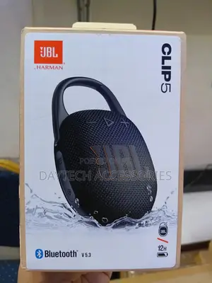 JBL Clip 5 Ultra-Portable Waterproof Bluetooth Speaker in Black.