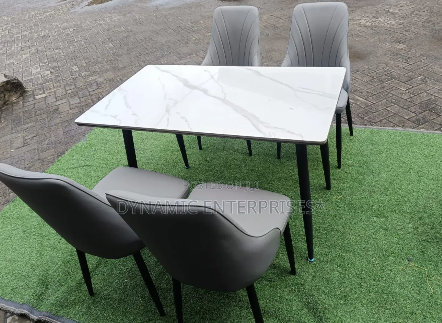 Executive 4-Seater Marble Finish Dining Set