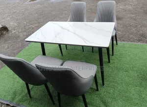 Executive 4-Seater Marble Finish Dining Set