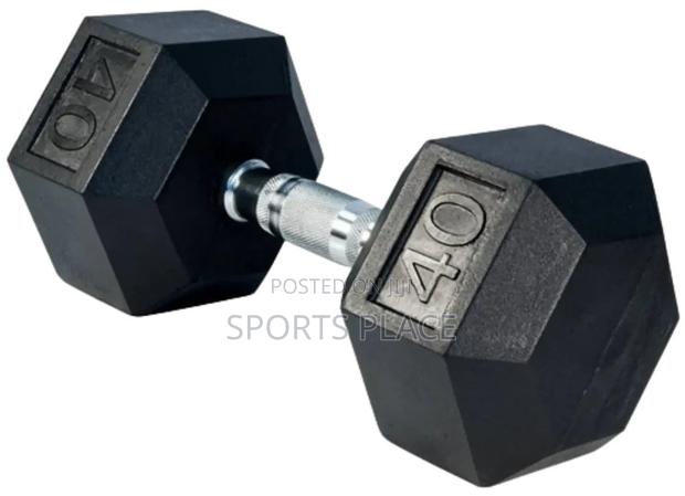 40kg Hex Rubber Coated Dumbell - Single(1)