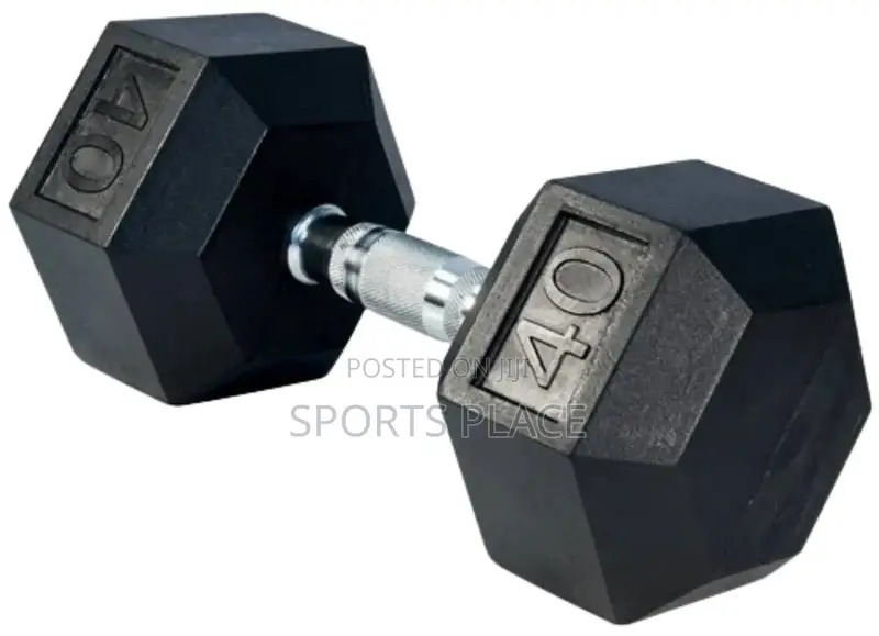 40kg Hex Rubber Coated Dumbell - Single(1)