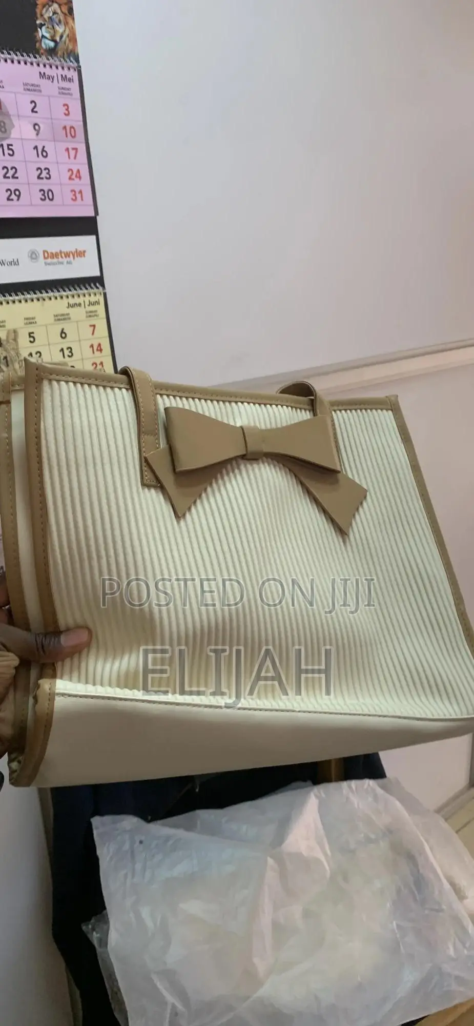 Bow Pleated Tote Bag