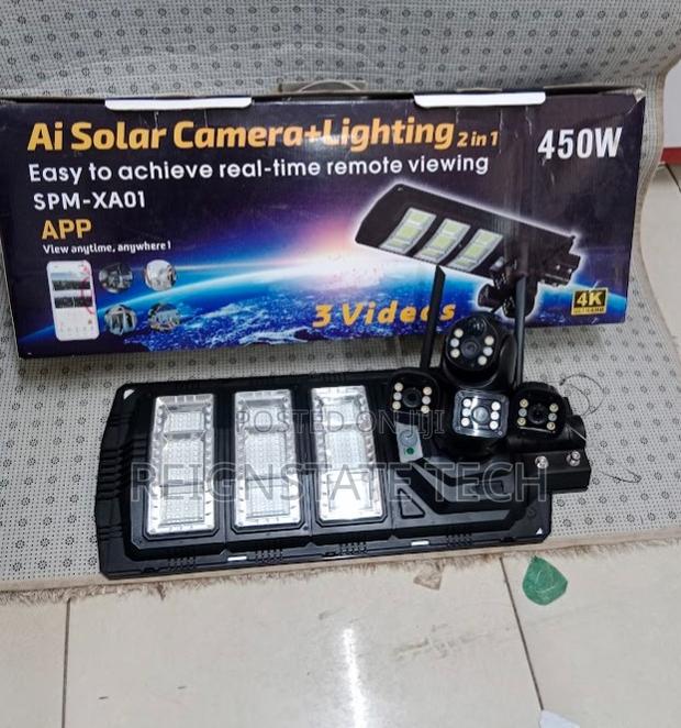 Wifi Streetlight 3 Lens Solar Powered PTZ Camera - main view