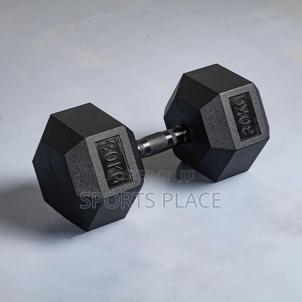 Rubber-Coated 30kg Hex Dumbell - Single(1)