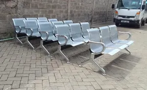 Silver Unpadded Office Bench Seat
