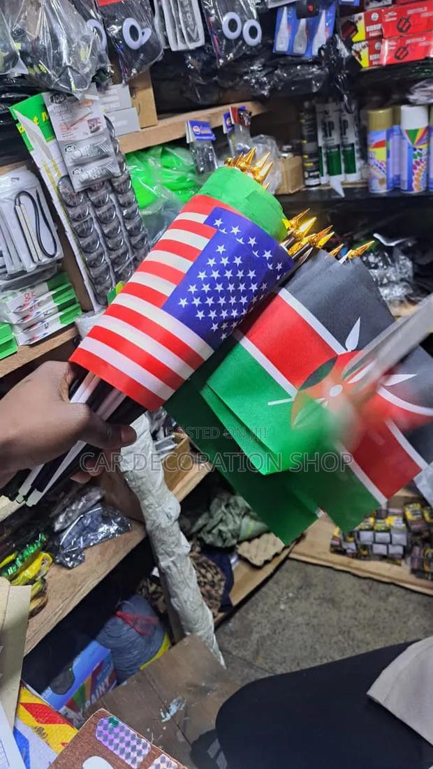 2pc Mini National Flag Decoration Kenyan/Usa - main view