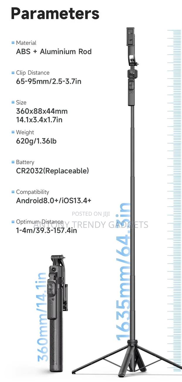 C17 360° Face Tracking Selfie Stick Tripod Bluetooth Remote - thumbnail 2