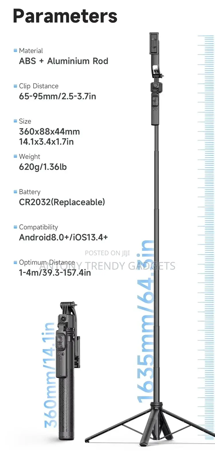 C17 360° Face Tracking Selfie Stick Tripod Bluetooth Remote