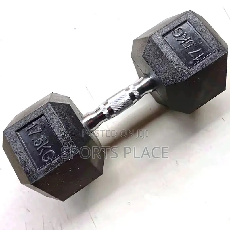17.5kg Rubber Dressed Hex Dumbell - Single(1)