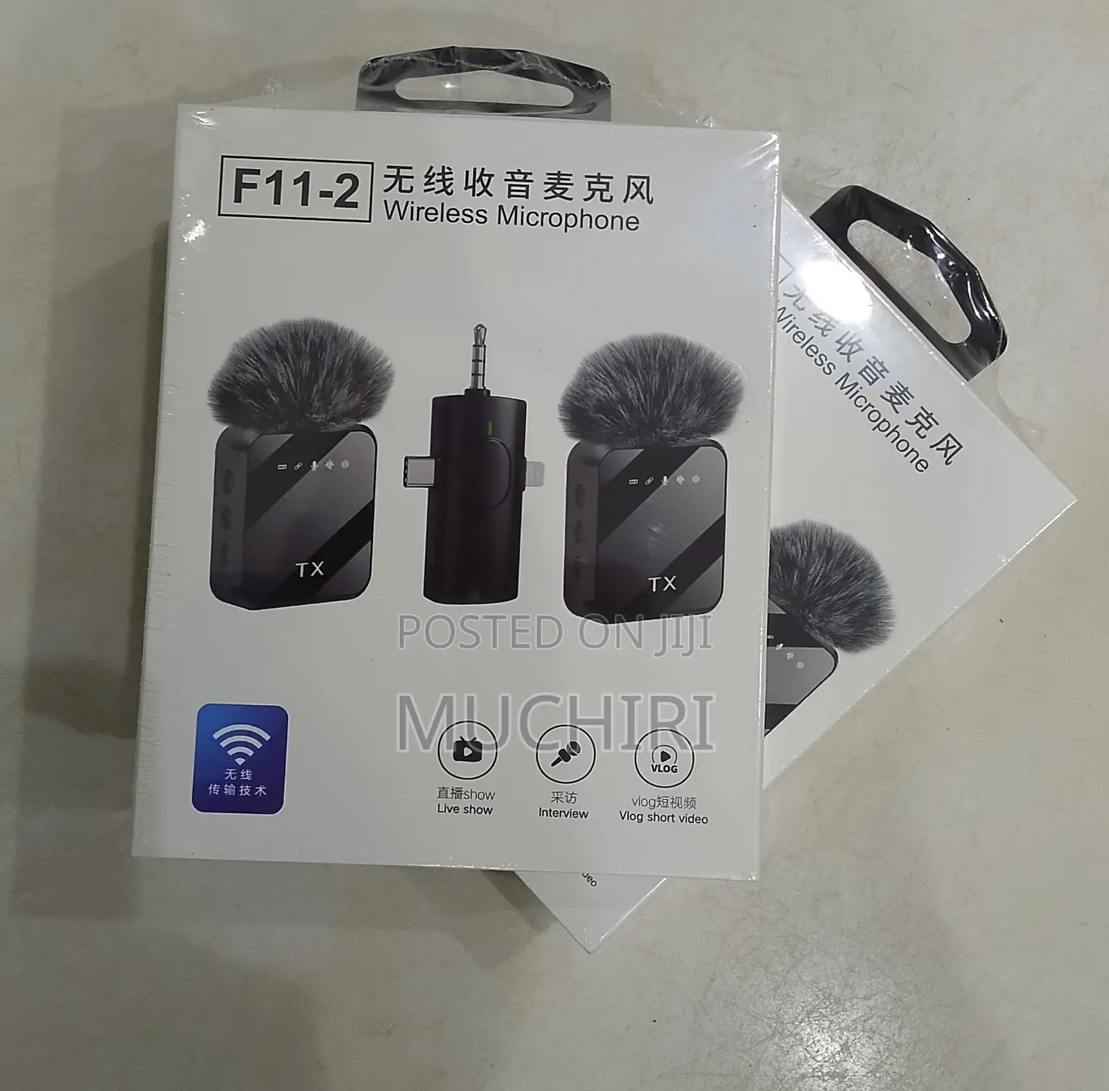 The Lavalier Microphone F11-2. Rechargeable Wireless Mobile Phone Mic