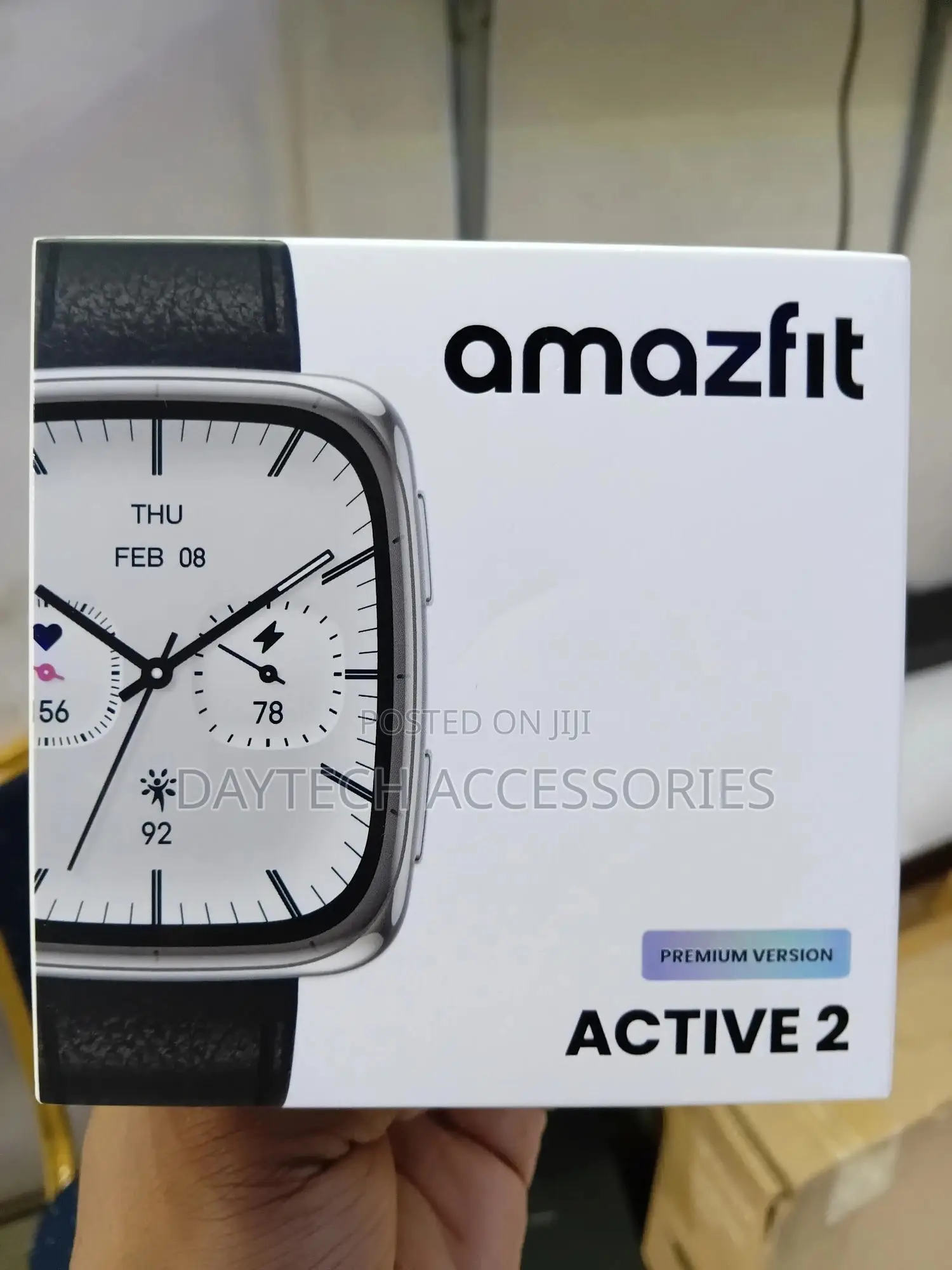 Amazfit Active 2 Square Black Leather Premium Edition Smart Watch