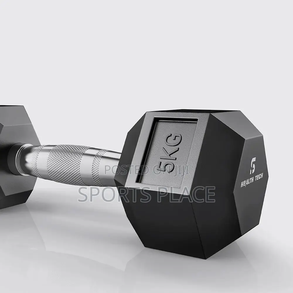 Hexagon Rubber Dumbell - 5kg - Single