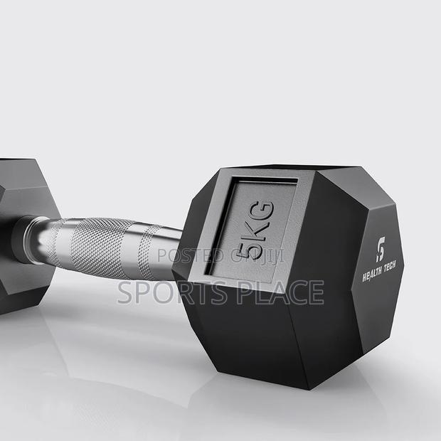 Hexagon Rubber Dumbell - 5kg - Single