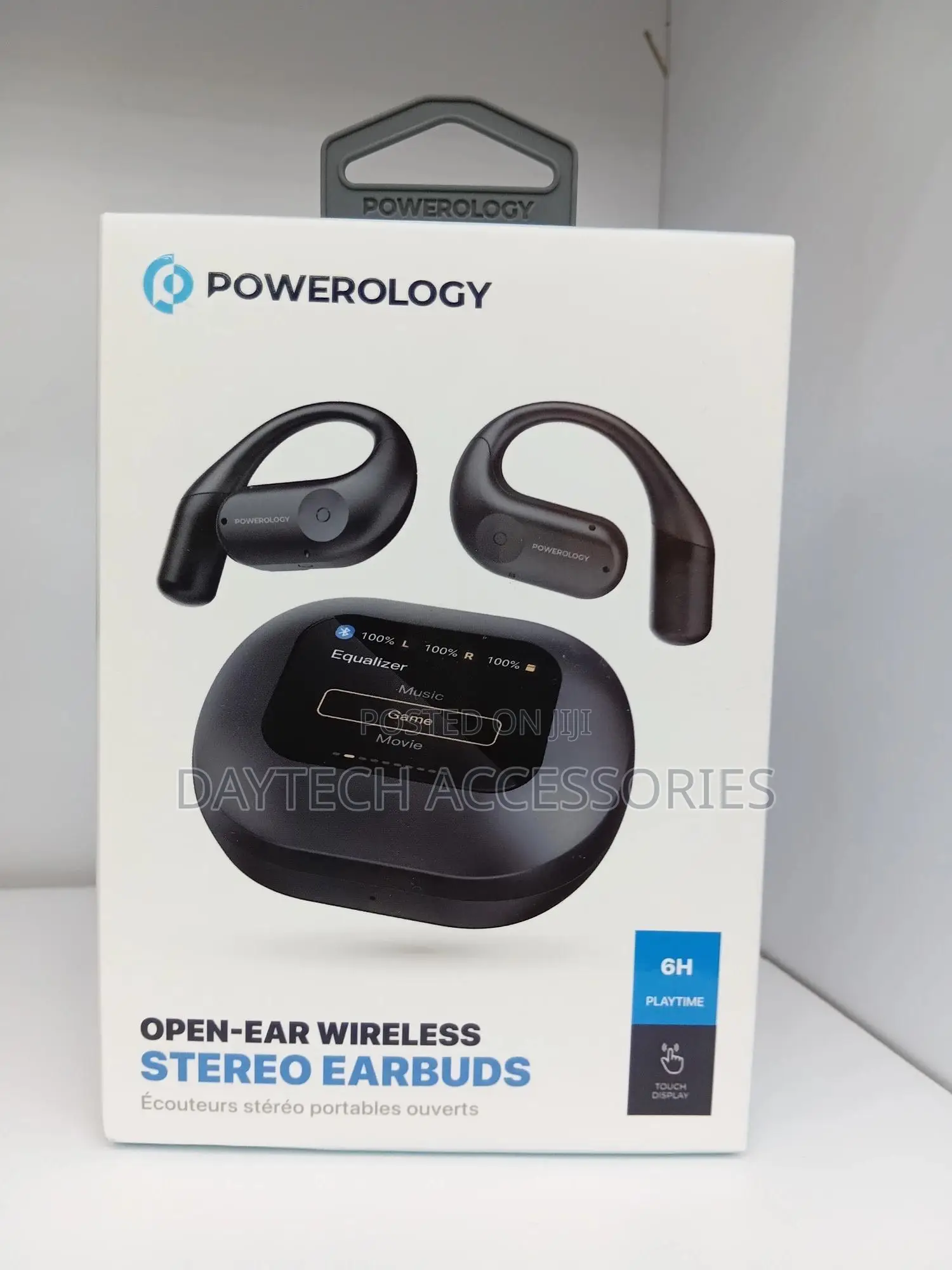 Powerology Enc TWS Air Conduction Earbuds and Charging Case Display