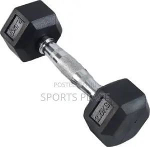 Rubber-Covered Hex Dumbell - 2.5kg - Single(1)