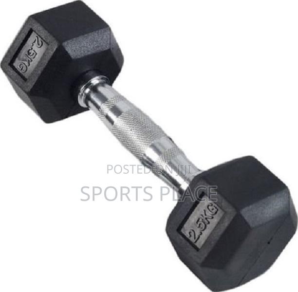 Rubber-Covered Hex Dumbell - 2.5kg - Single(1)