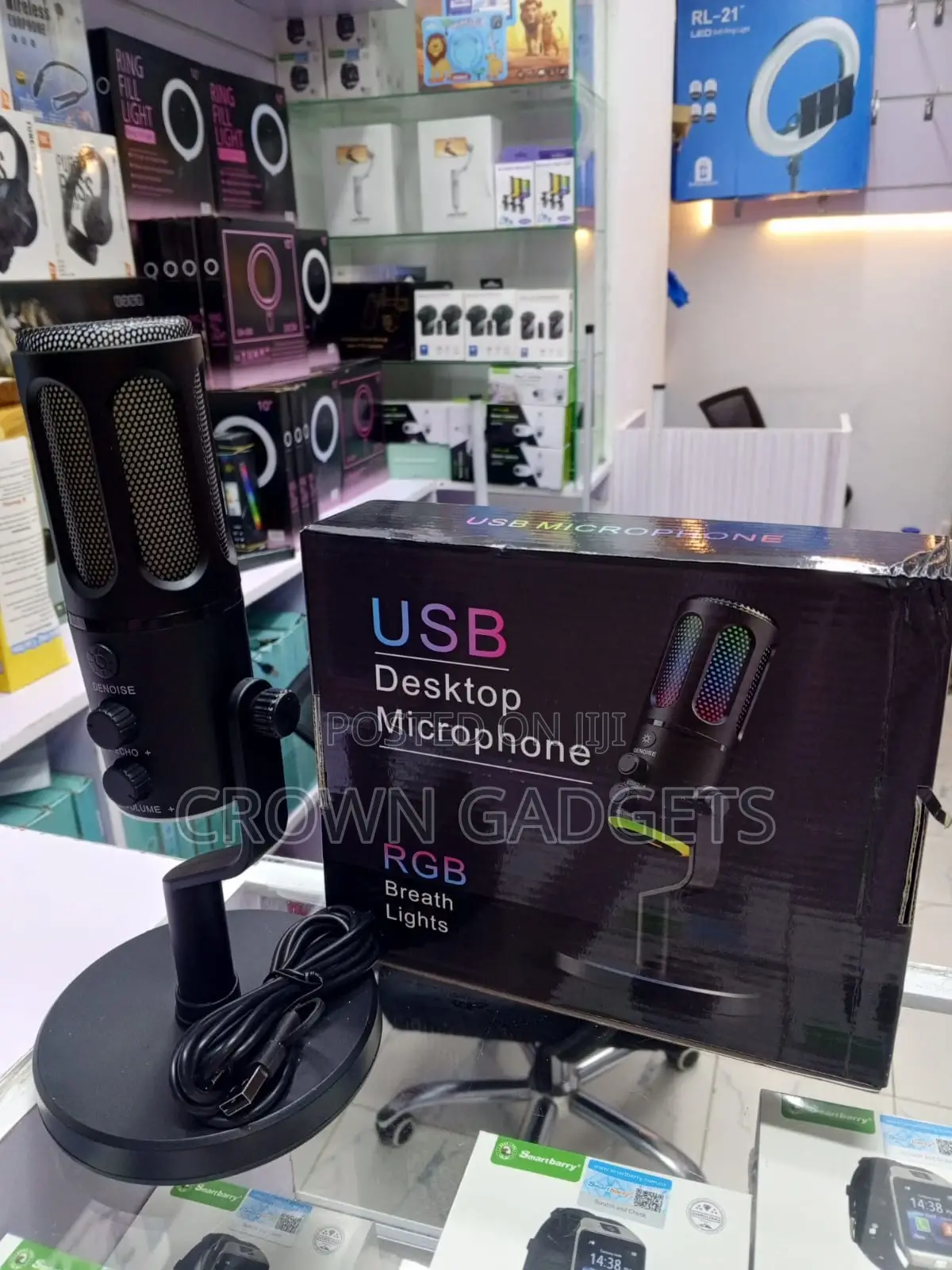 Usb Desktop Mic RGB Light Noise Reduction Gaming Mic