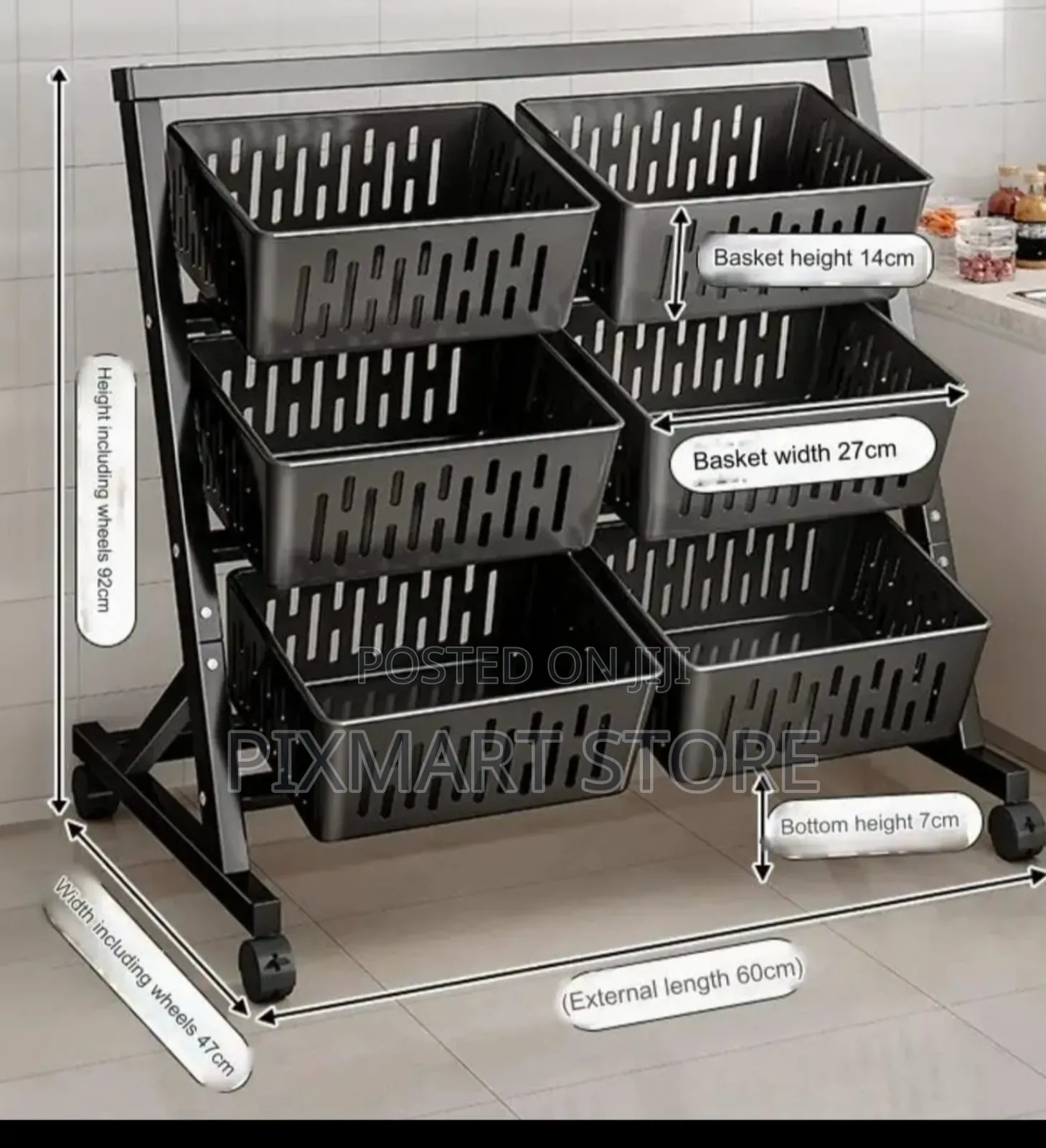 Multi-Functional 2-Tier Kitchen Storage Rack With Lockable Wheels