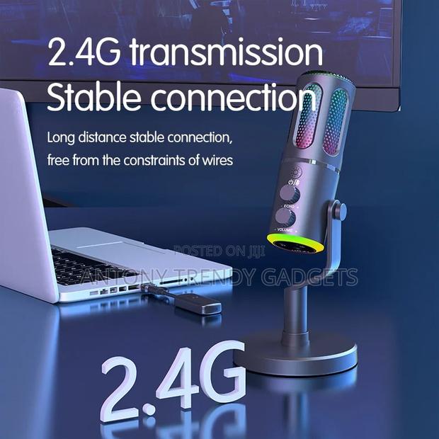 Usb Desktop Microphone RGB Lights Denoise Pc Ps5 Mic - thumbnail 4