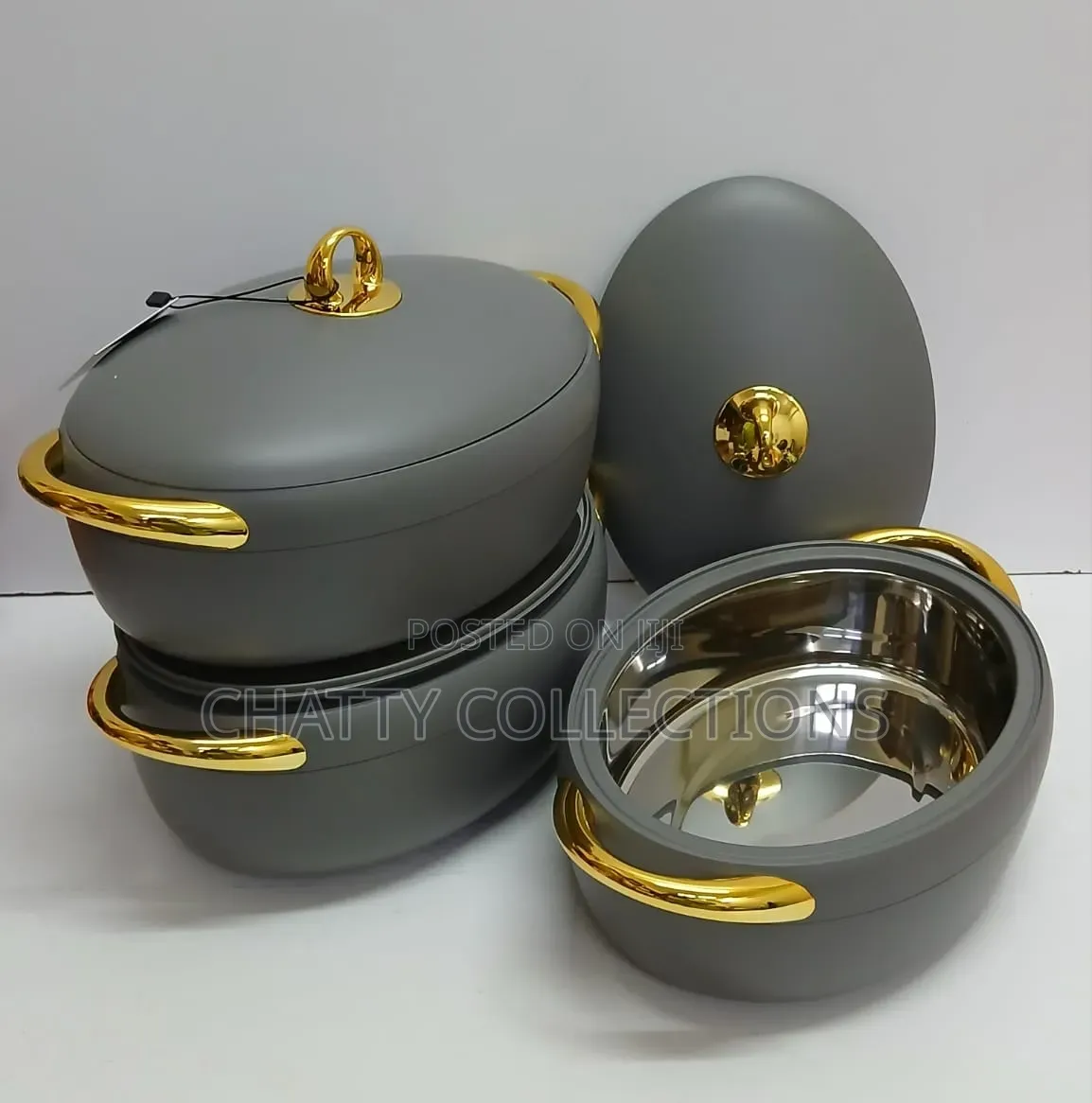 Gray 3 PCS Luxury Forever Gold Hotpots
