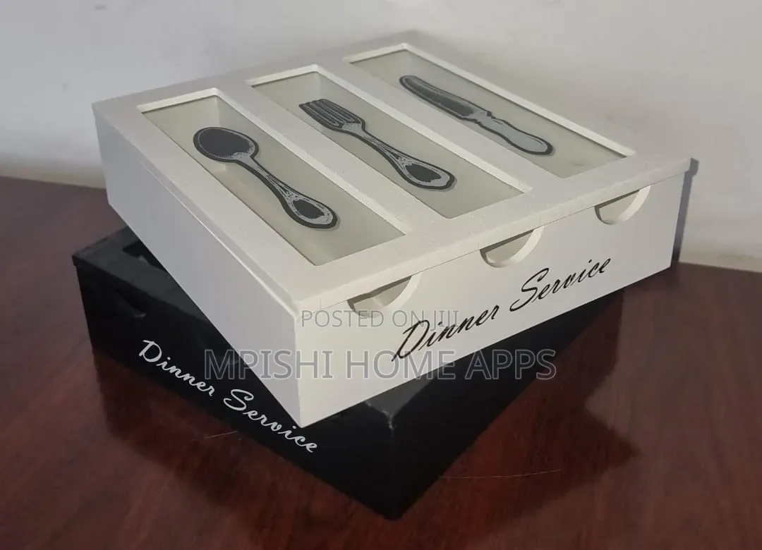 Wooden 3-Compartment Cutlery Organizer
