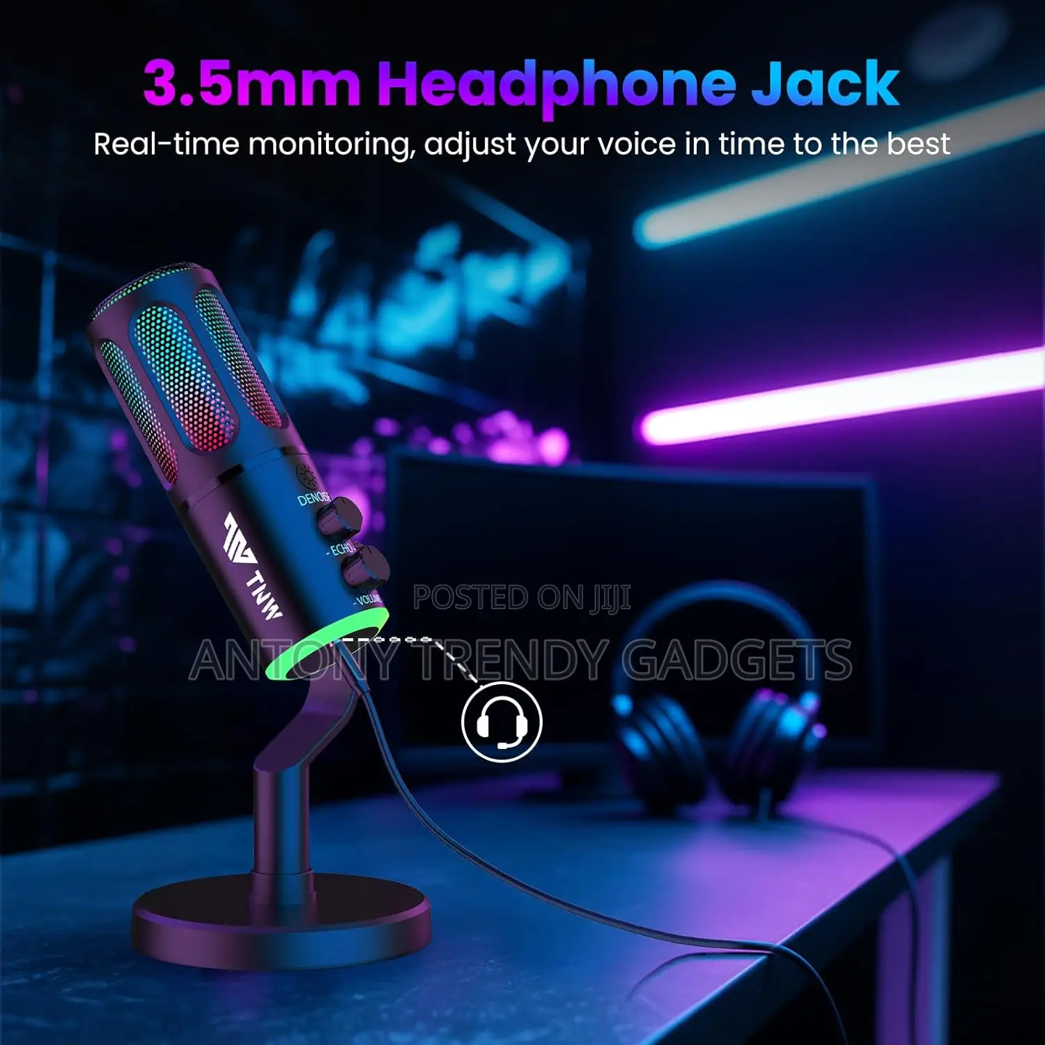 Gaming Usb Microphone With RGB Light Podcast Stream Mic