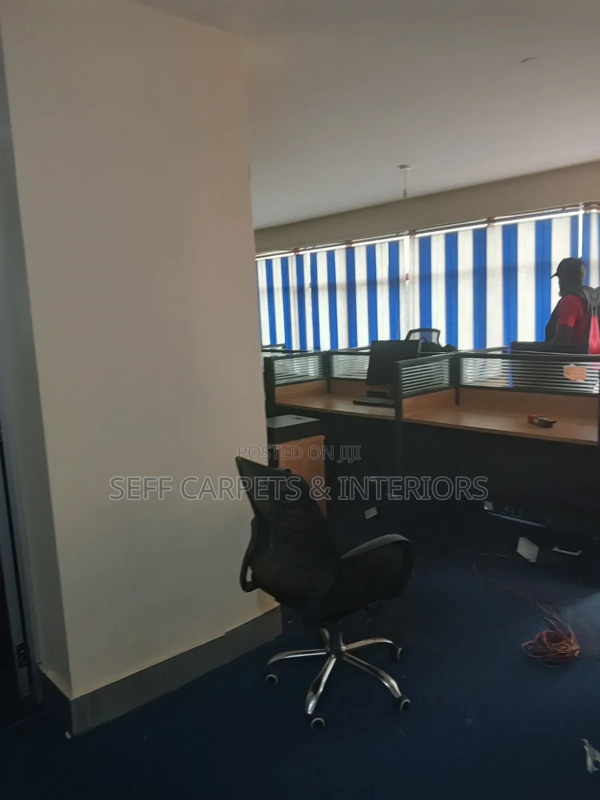 Blue and White Zebra Vertical Blinds