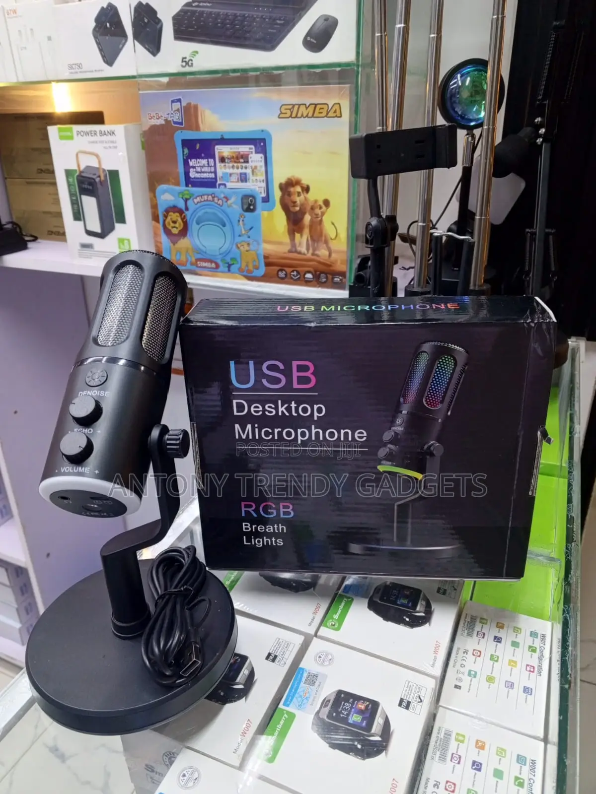 Usb Gaming Condenser Microphone With RGB Lights, Noise Reduction