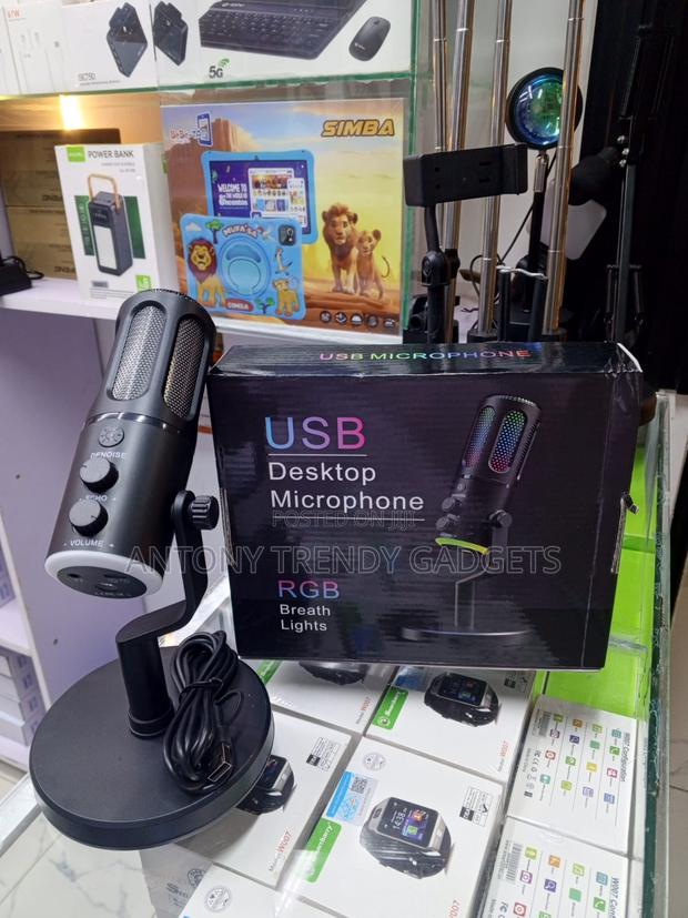 Usb Gaming Condenser Microphone With RGB Lights, Noise Reduction - thumbnail 2
