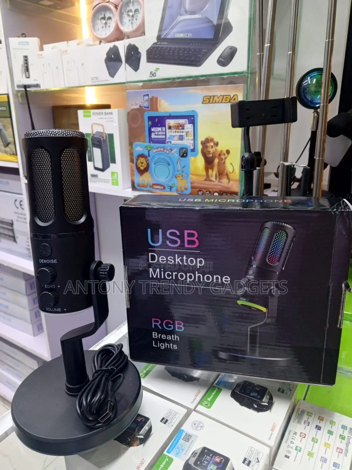 Usb Gaming Condenser Microphone With RGB Lights, Noise Reduction