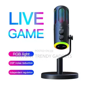 Usb Gaming Condenser Microphone With RGB Lights, Noise Reduction
