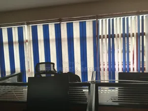 Elegant Office Window Blinds Blue and White Coloured Fabrics