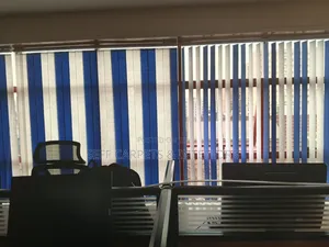 Elegant Office Window Blinds Blue and White Coloured Fabrics