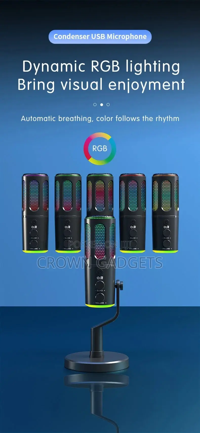 RGB Usb Microphone for Pc Podcast Streaming Gaming Mic