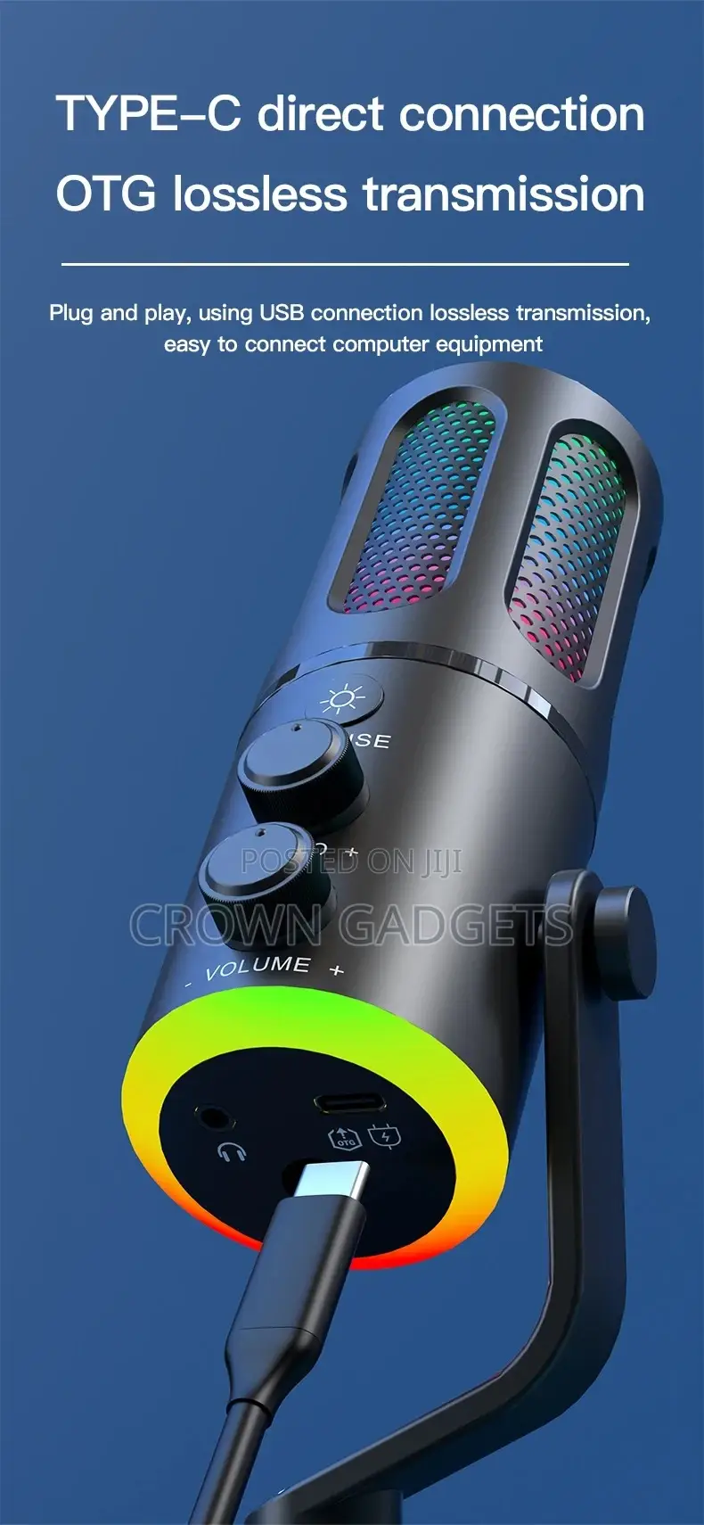 Usb Desktop Gaming Mic RGB Light Denoise for Pc Ps5