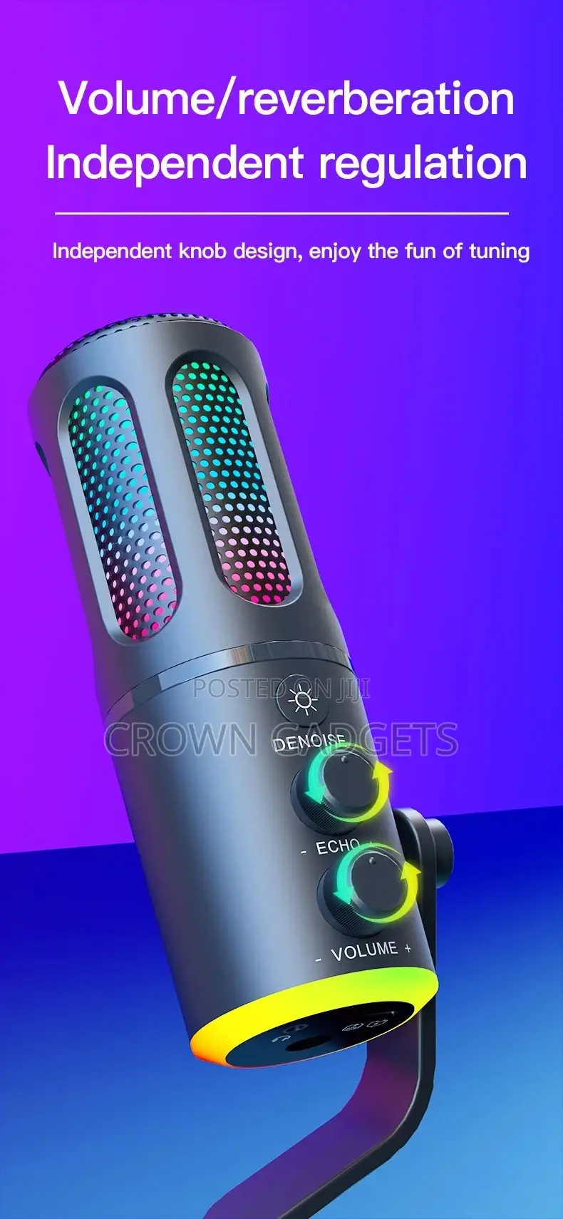 Usb Desktop Gaming Mic RGB Light Denoise for Pc Ps5