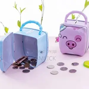 Metallic Piggy Bank With Padlock Keys - Pm