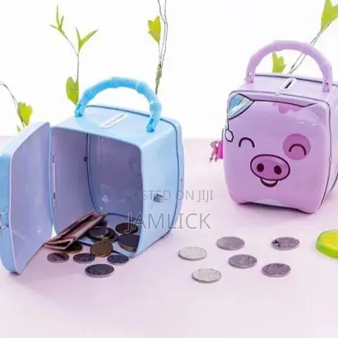 Metallic Piggy Bank With Padlock Keys - Pm