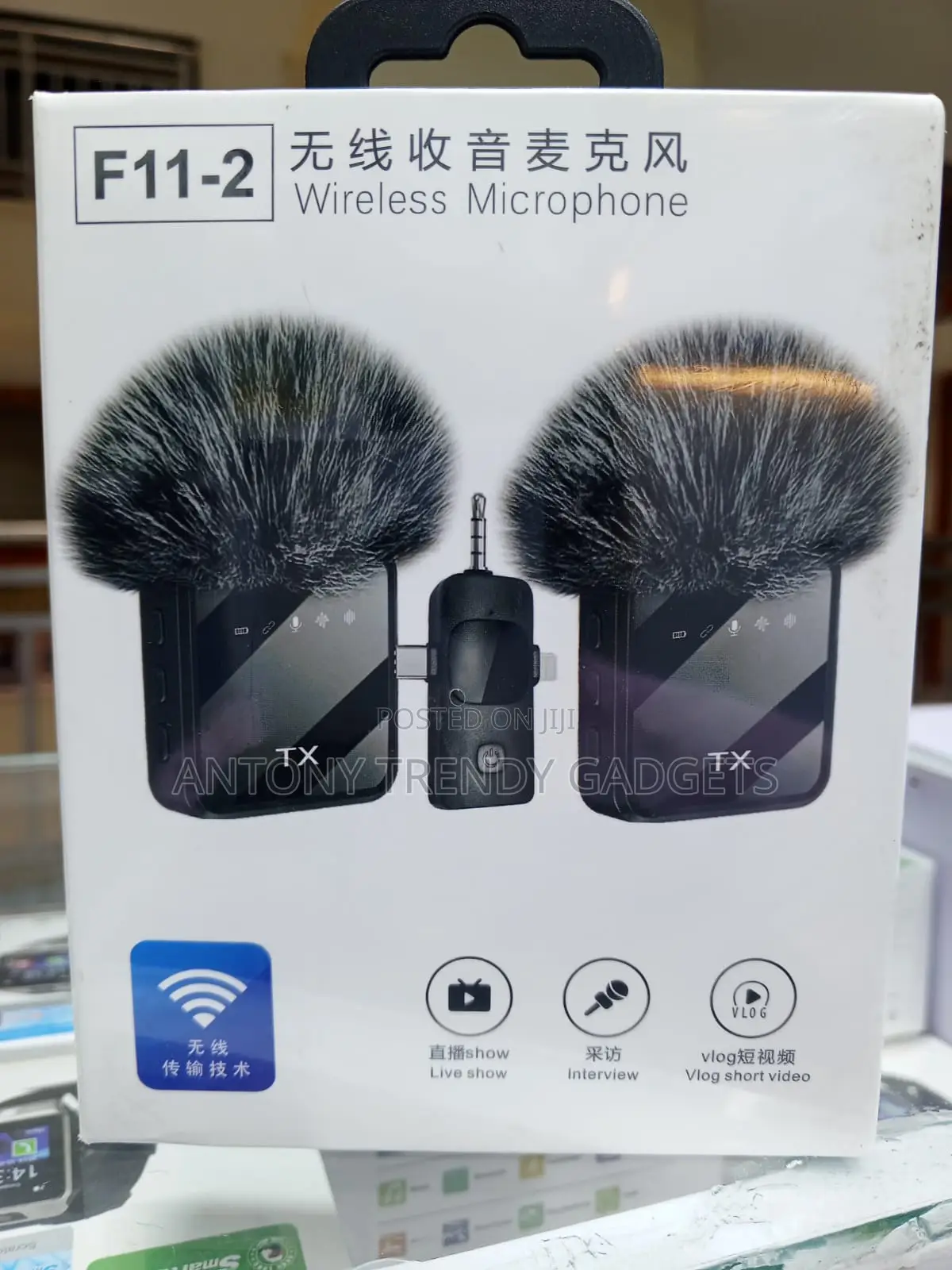F11-2 Lavalier Mic Set With Windshield iPhone Android Cam