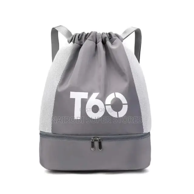 T60 Drawstring Swimming Bag– With Mesh Panels Bottom Zip Compartment