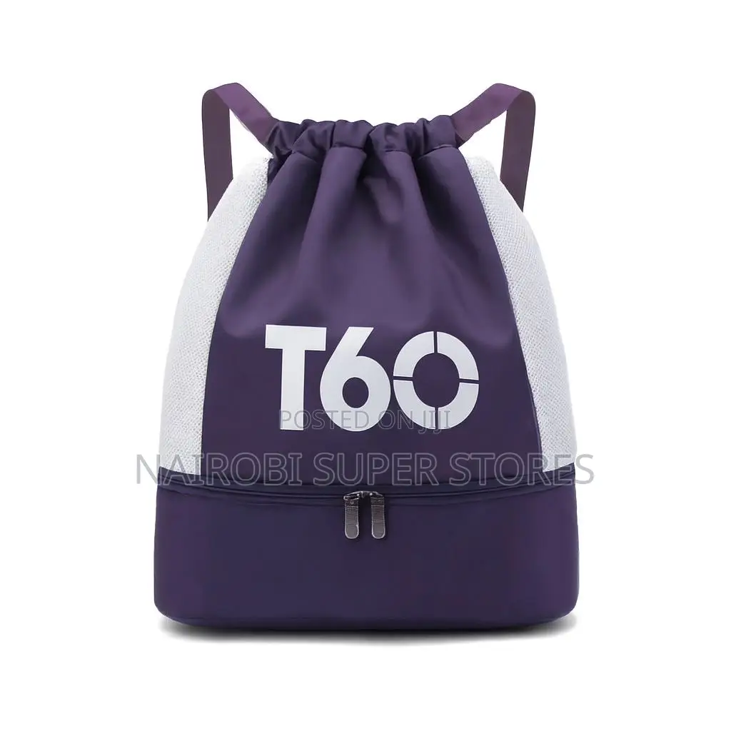T60 Drawstring Swimming Bag– With Mesh Panels Bottom Zip Compartment