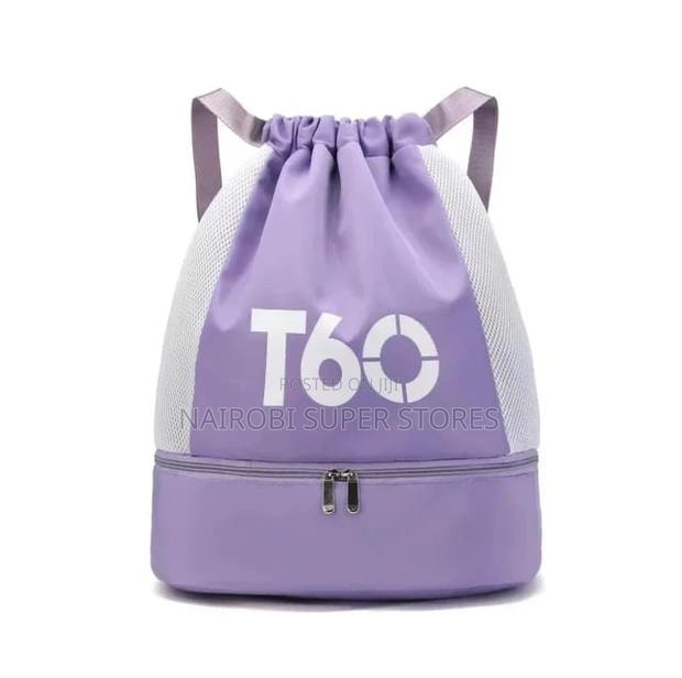 T60 Drawstring Swimming Bag– With Mesh Panels Bottom Zip Compartment - thumbnail 3